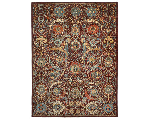 9x12 Burgundy Aryana Afghan Hand Knotted Veg Dye Wool Area Rug
